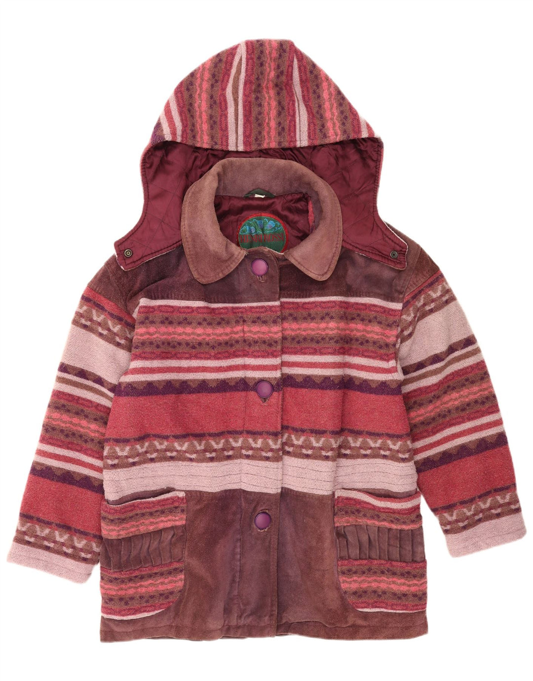 Jaqueta corta-vento feminina Henri Rossi EU 42 grande couro multicolorido