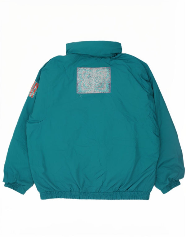 Jaqueta de esqui acolchoada masculina Sergio Tacchini UK 42 XL poliéster verde
