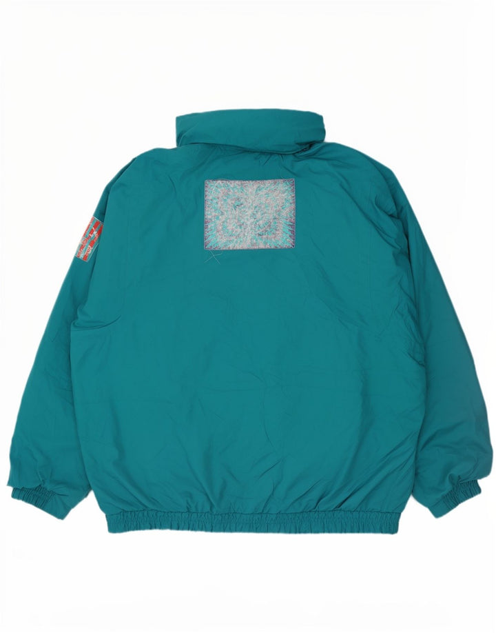 Jaqueta de esqui acolchoada masculina Sergio Tacchini UK 42 XL poliéster verde