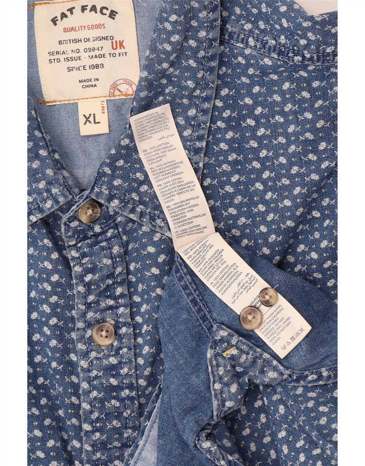 Camisa masculina de ajuste regular Fat Face XL algodão xadrez azul