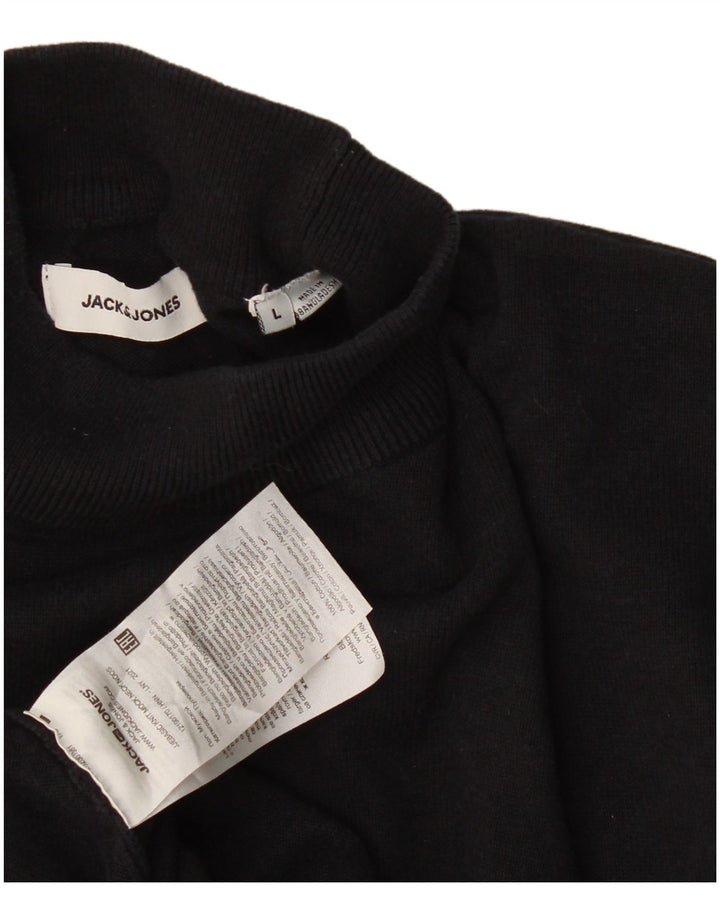 Suéter masculino Jack & Jones com gola tartaruga, grande algodão preto