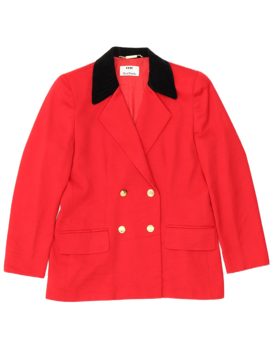 Jaqueta blazer feminina chique com peito duplo Reino Unido 18 XL vermelho colorblock