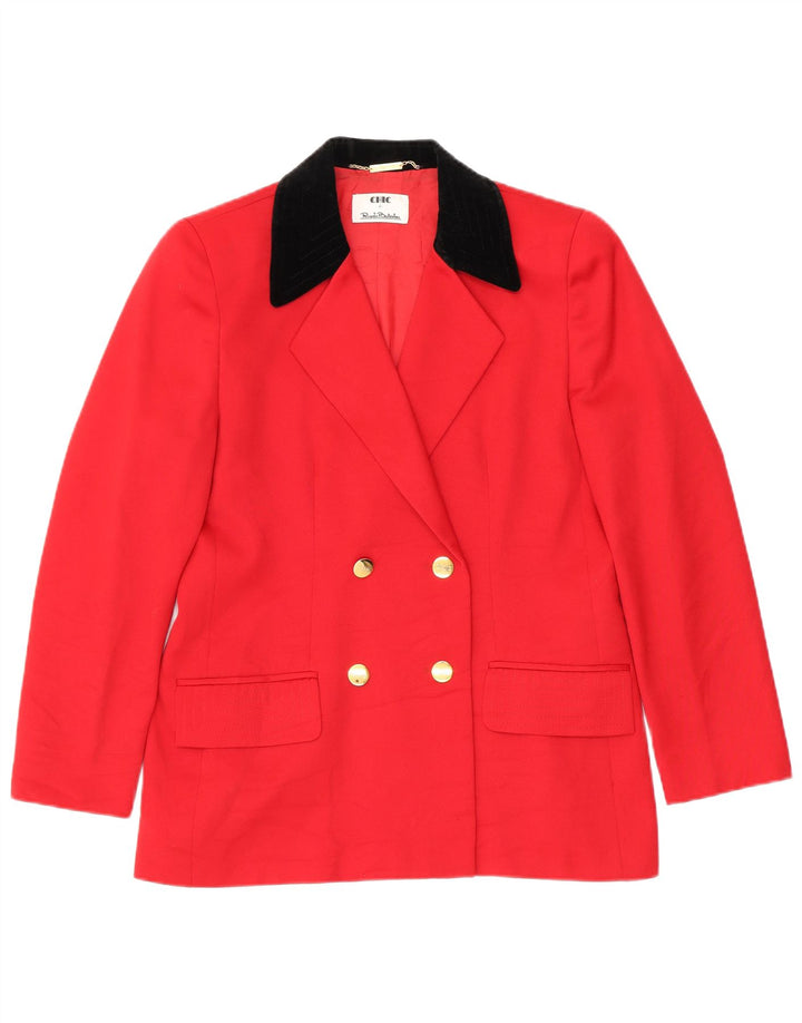 Jaqueta blazer feminina chique com peito duplo Reino Unido 18 XL vermelho colorblock