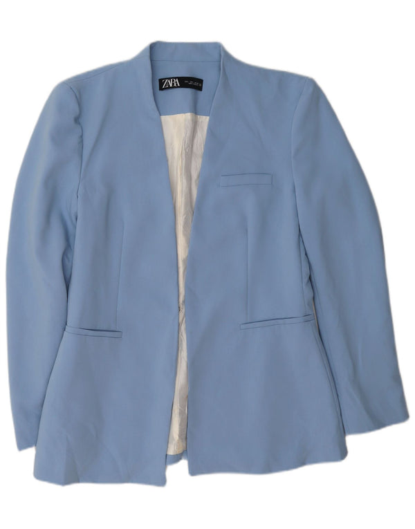 Zara Jaqueta Blazer Feminina Reino Unido 16 Grande Azul Poliéster