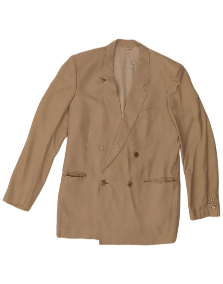 Jaqueta blazer masculina vintage com peito duplo Reino Unido 36 lã marrom pequena