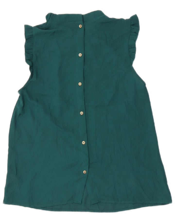 Blusa feminina sem mangas Oasis UK 10 poliéster verde pequeno