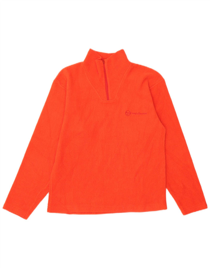 Sergio Tacchini Suéter de lã feminino com gola e zíper UK 14 médio laranja