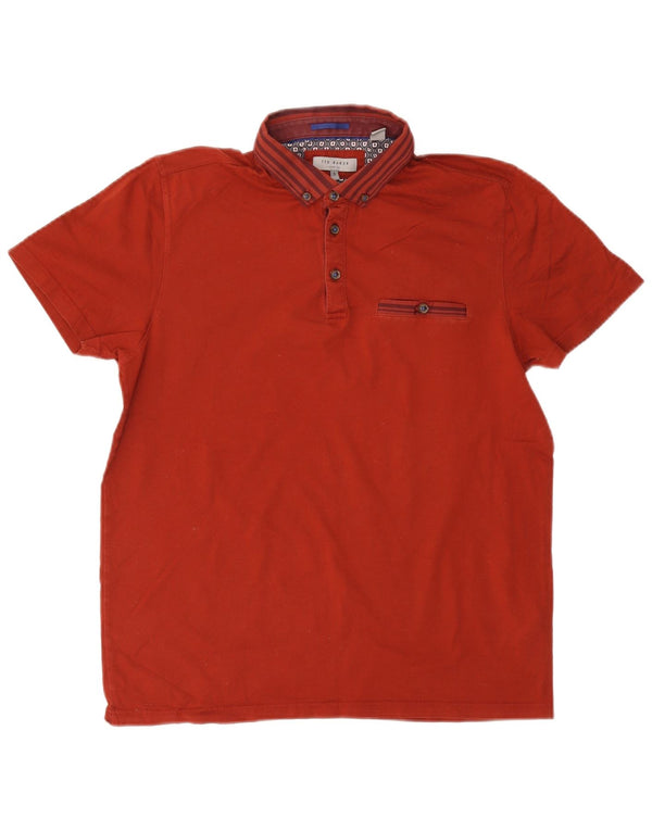 Camisa polo masculina TED BAKER tamanho 3 algodão vermelho médio