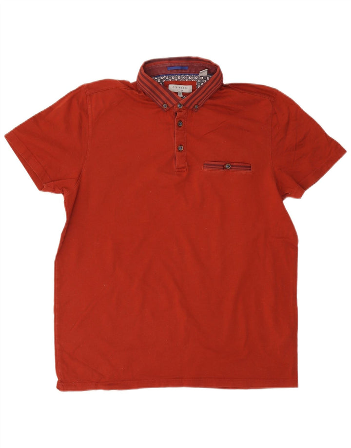 Camisa polo masculina TED BAKER tamanho 3 algodão vermelho médio