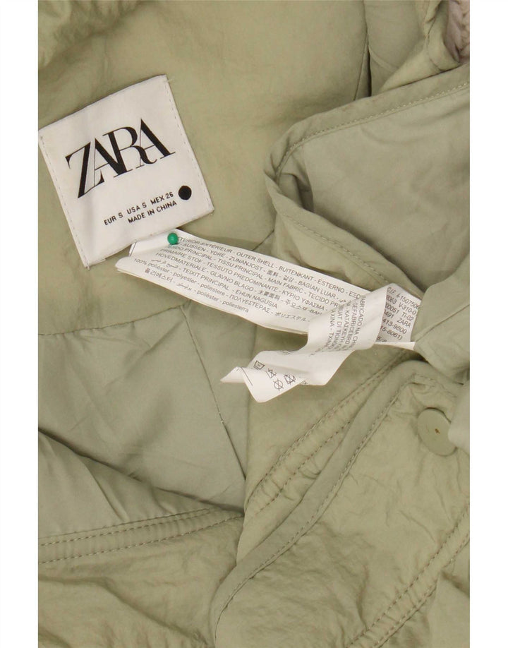Jaqueta corta-vento feminina com capuz grande Zara UK 10 pequena bege