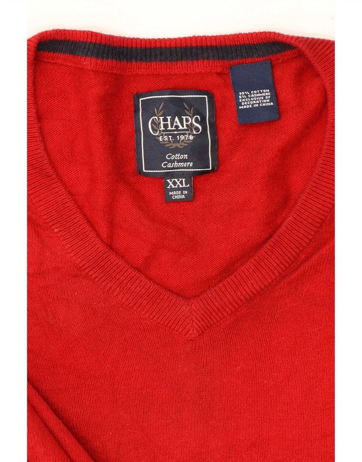 Suéter masculino Chaps com decote em V 2XL algodão vermelho