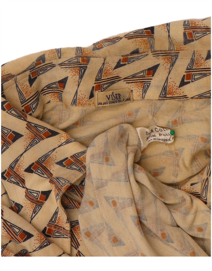 Camisa polo masculina vintage algodão geométrico bege médio