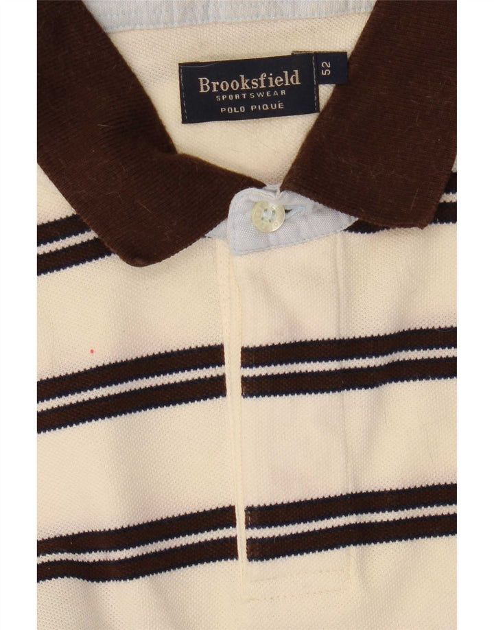 Camisa polo masculina Brooksfield tamanho 52 listrado bege grande