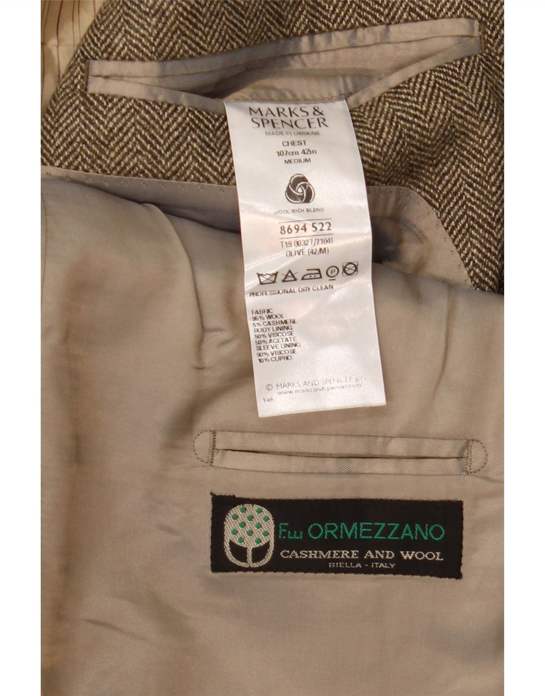 Jaqueta blazer masculina de 3 botões Marks & Spencer UK 42 grande espinha de peixe marrom