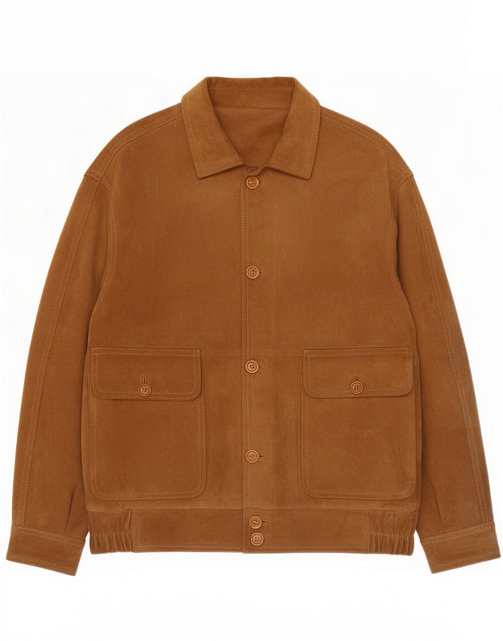 Jaqueta masculina vintage de camurça IT 48 couro bege médio