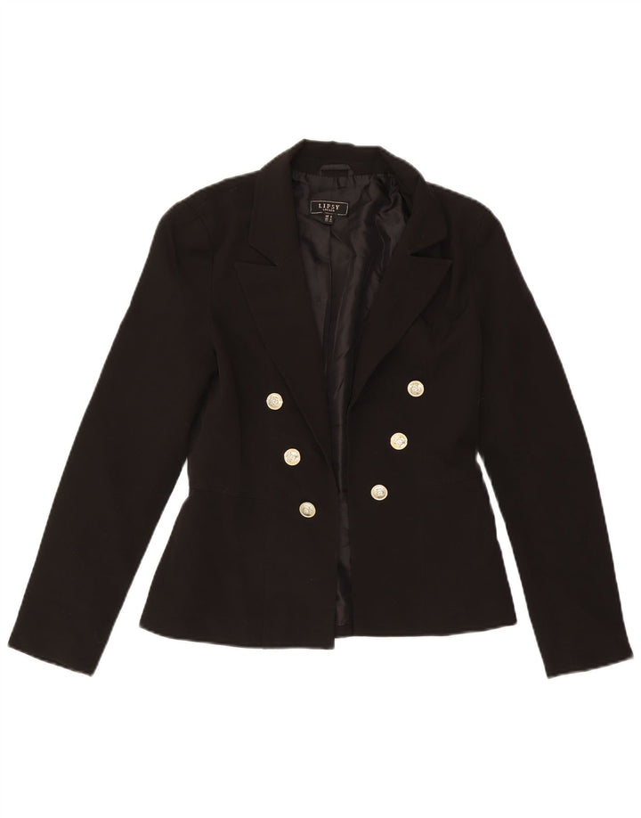 Jaqueta Blazer aberta feminina Lipsy Reino Unido 8 poliéster preto pequeno