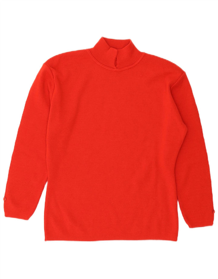 Suéter feminino vintage com gola tartaruga, uk 14, lã laranja grande