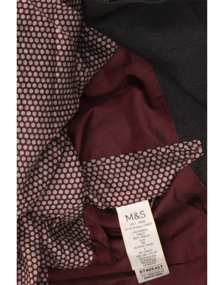 Jaqueta Blazer Masculina Marks & Spencer Regular Fit 2 Botões Reino Unido 40 Grande Cinza