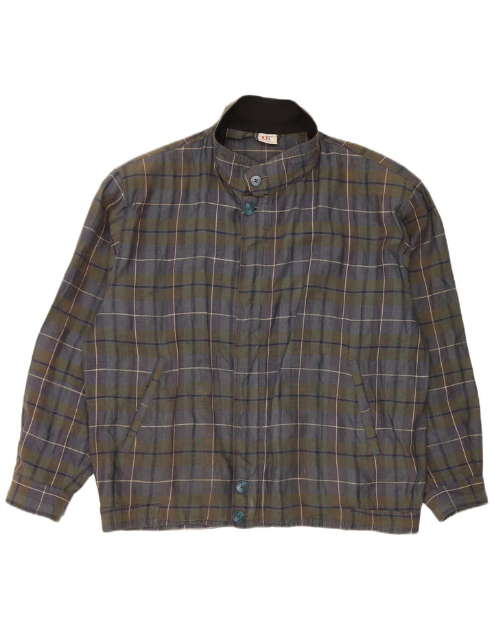 Jaqueta bomber masculina Belfe UK 40 grande xadrez azul marinho