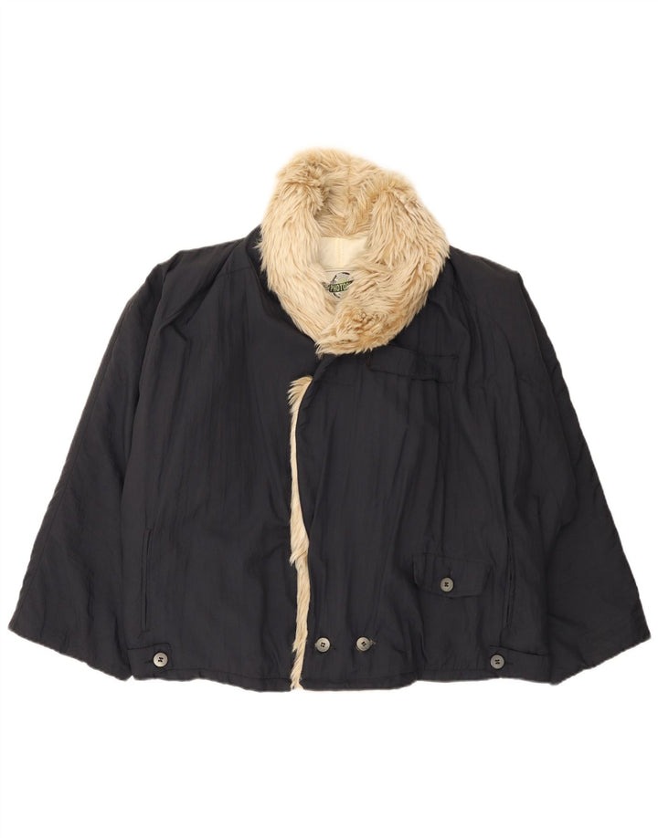 Jaqueta bomber masculina vintage com peito duplo solto e ajuste solto Reino Unido 38 azul marinho médio