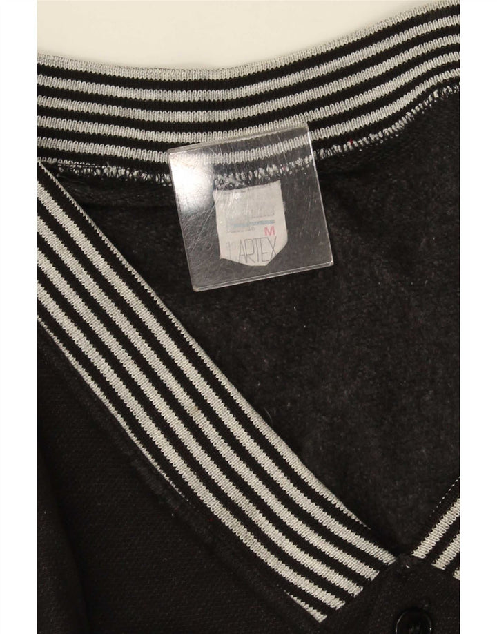 Suéter cardigã gráfico masculino vintage médio preto