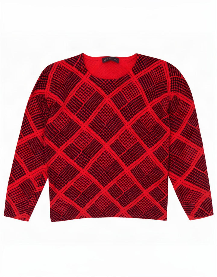 Suéter feminino Marks & Spencer com gola canoa Reino Unido 12 médio vermelho