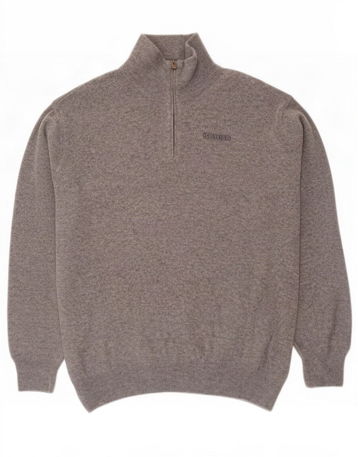 Suéter masculino Kappa com zíper e gola 2XL lã de cordeiro cinza