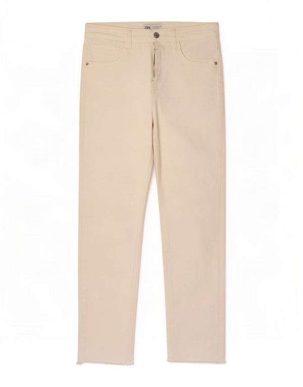 Zara Jeans feminino de cintura alta EU 36 XS W26 L27 algodão branco