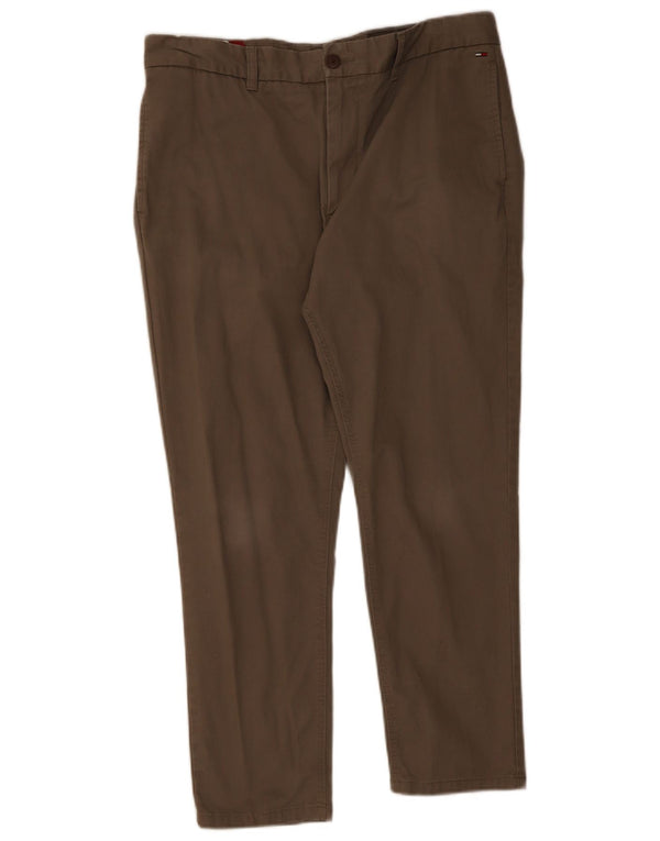 Tommy Hilfiger Mens Slim Chino Calças W34 L27 Algodão Marrom
