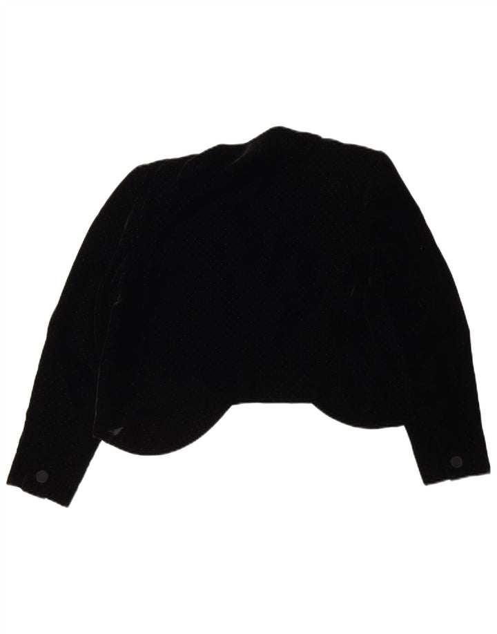 Jaqueta Bolero Vintage Feminina UK 14 Médio Preto Manchado