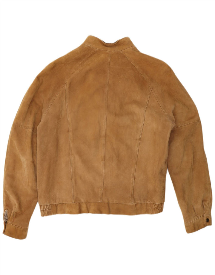 Jaqueta bomber masculina vintage de camurça IT 50 couro marrom grande