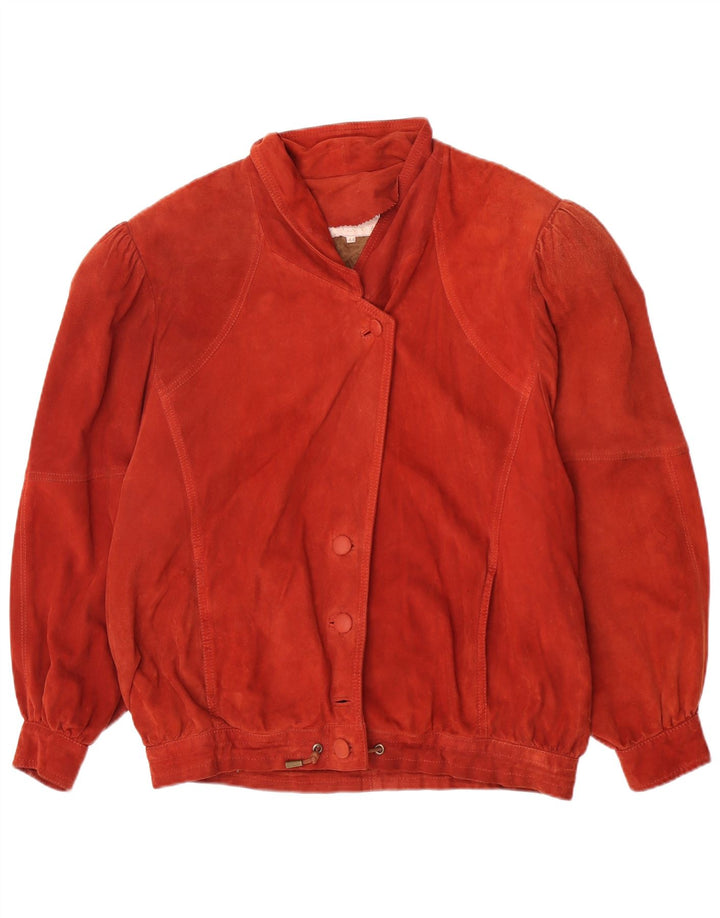 Jaqueta feminina vintage de camurça grande IT 44 couro vermelho médio