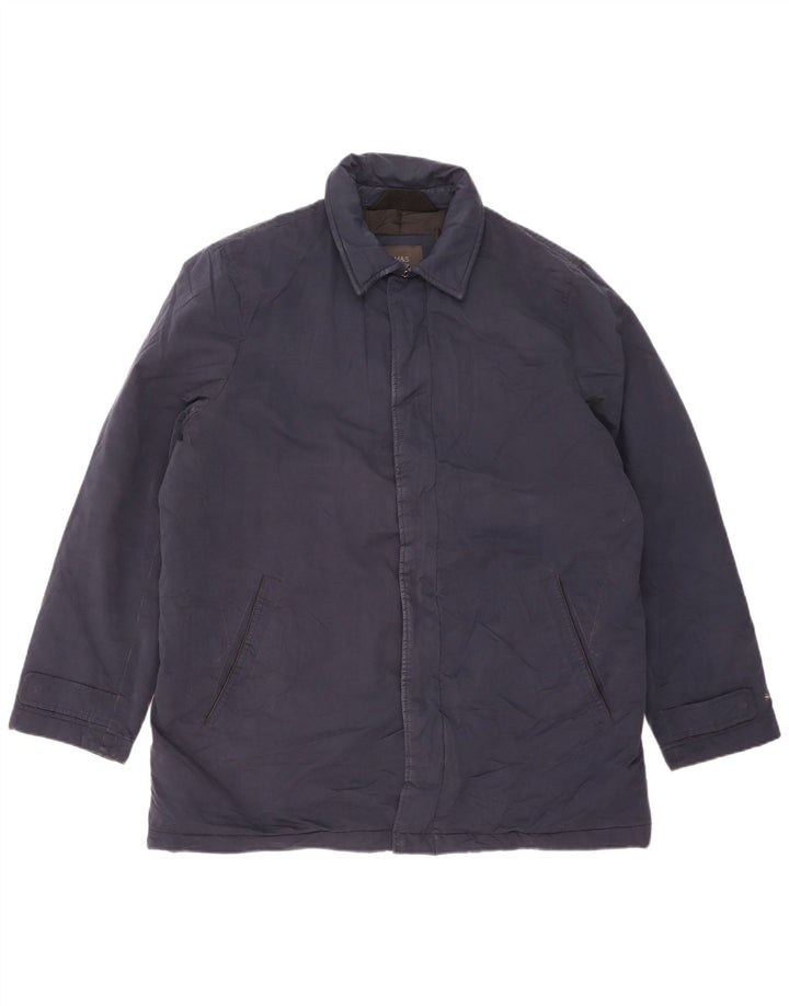 Jaqueta corta-vento masculina Marks & Spencer Reino Unido 40 grande poliéster azul marinho
