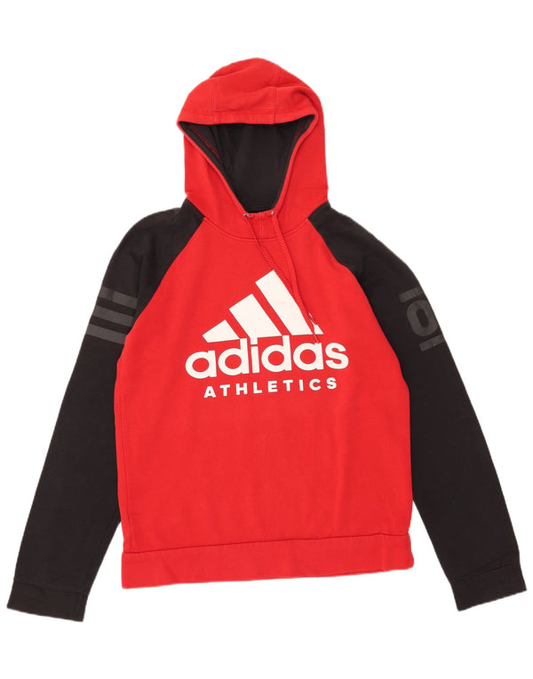 Adidas Mens Graphic Hoodie Jumper Médio Vermelho Colorblock