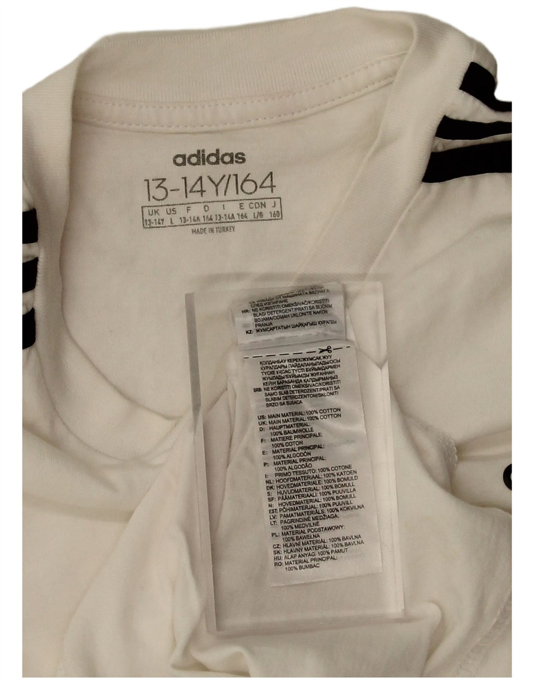 Camiseta Adidas Menino 13-14 Anos Branco Algodão