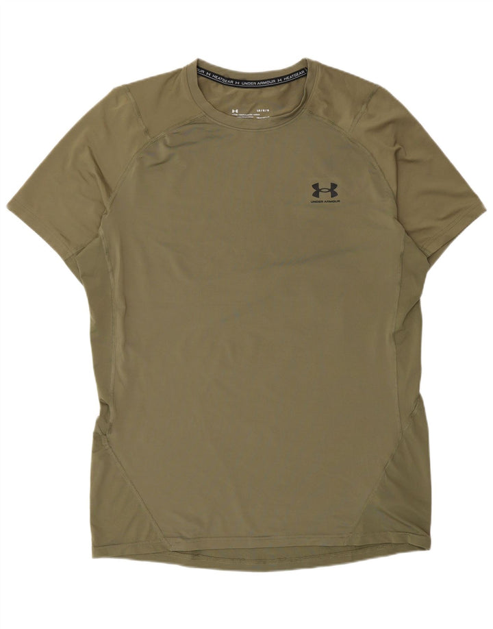 Camiseta masculina Under Armour Heat Gear grande poliéster cáqui