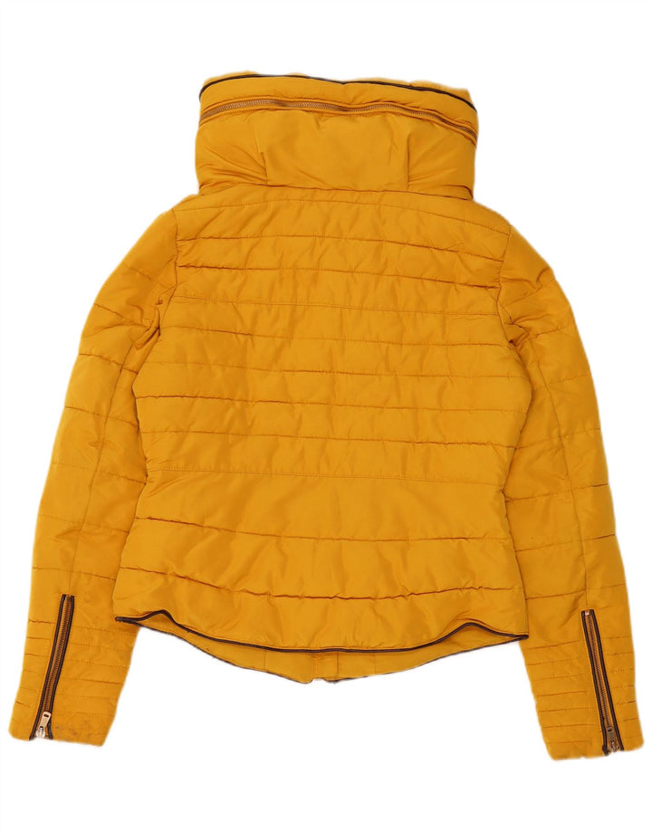 Jaqueta acolchoada com capuz Zara Womens UK 10 poliéster amarelo pequeno