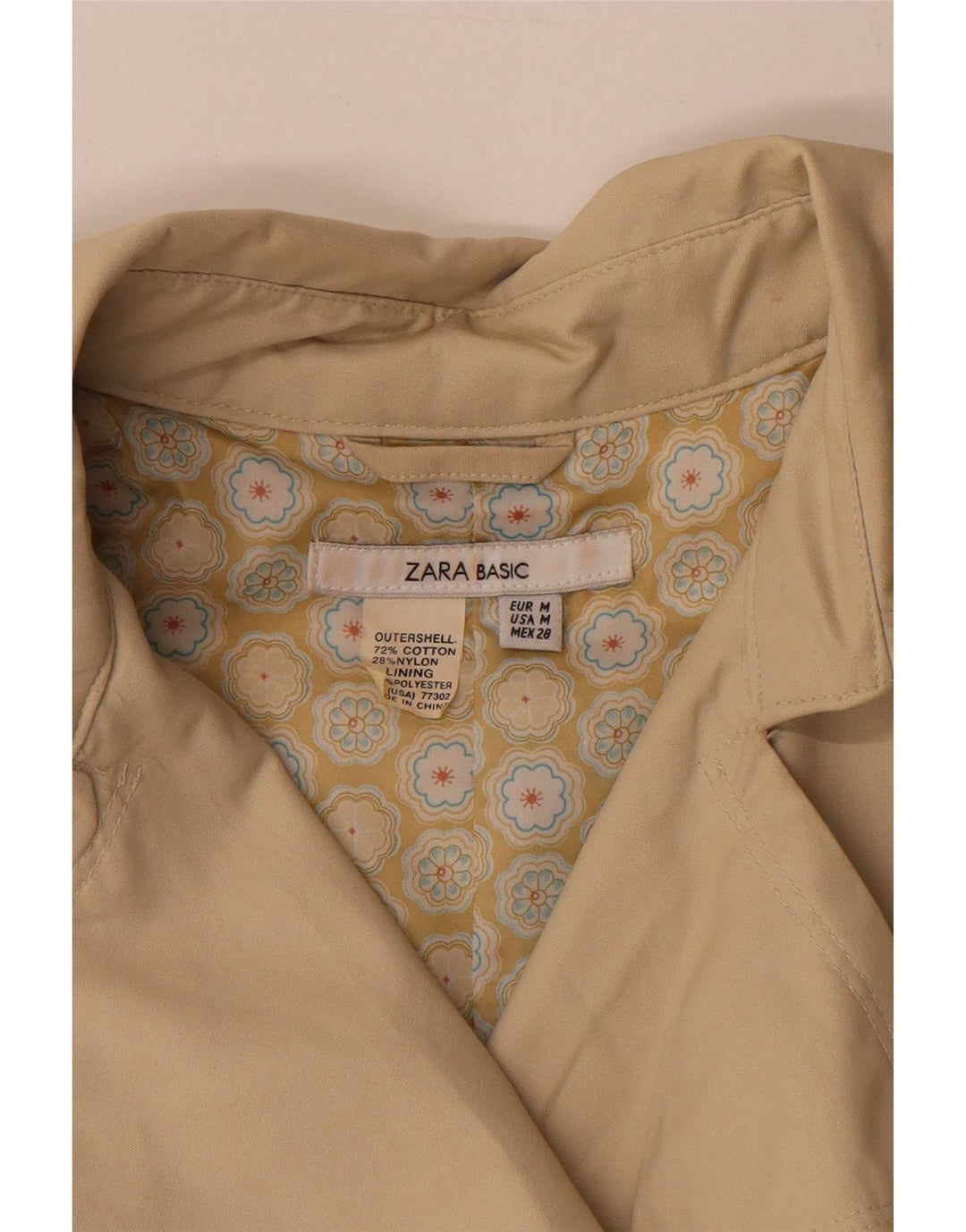 Zara Womens Trench Coat UK 14 Algodão Bege Médio