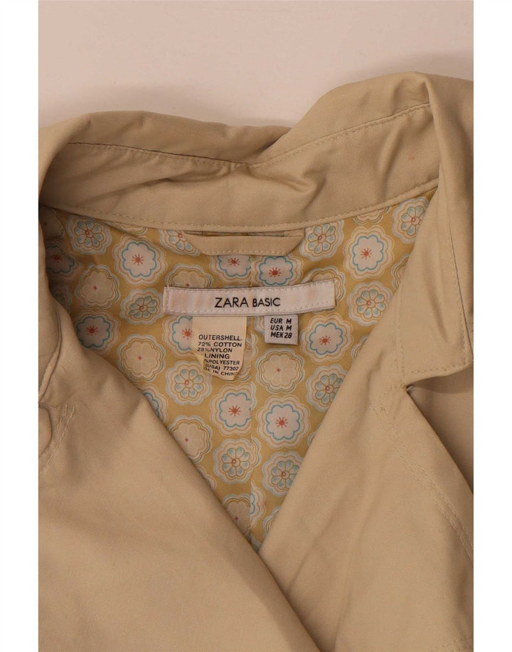 Zara Womens Trench Coat UK 14 Algodão Bege Médio