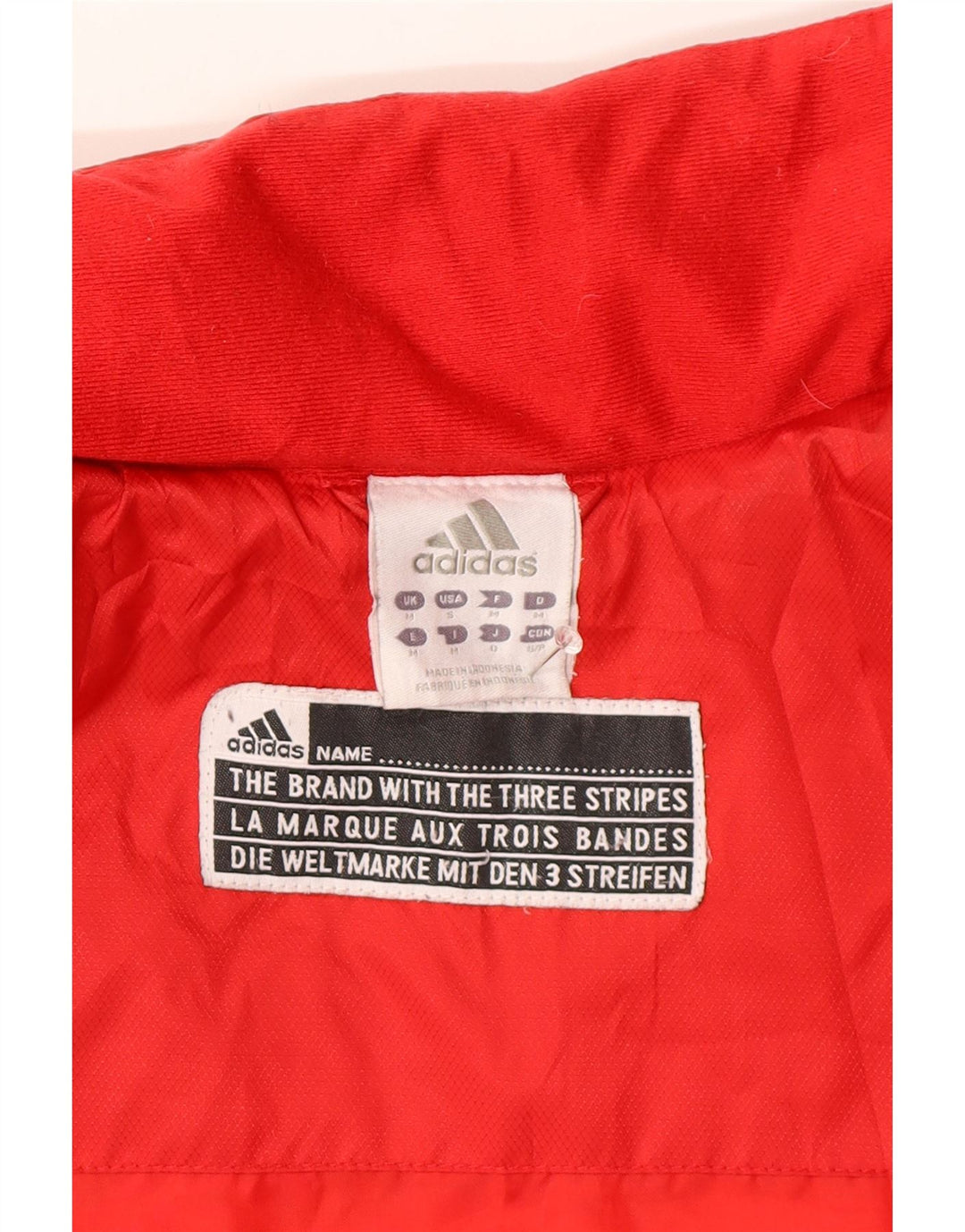 Jaqueta acolchoada masculina Adidas UK 38 poliéster colorblock vermelho médio