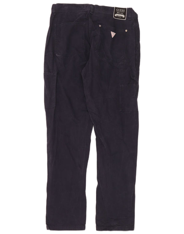 Calça cargo reta masculina Guess W32 L32 azul marinho