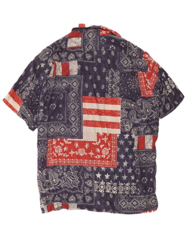 Polo Ralph Lauren Camisa masculina de manga curta grande patchwork azul marinho