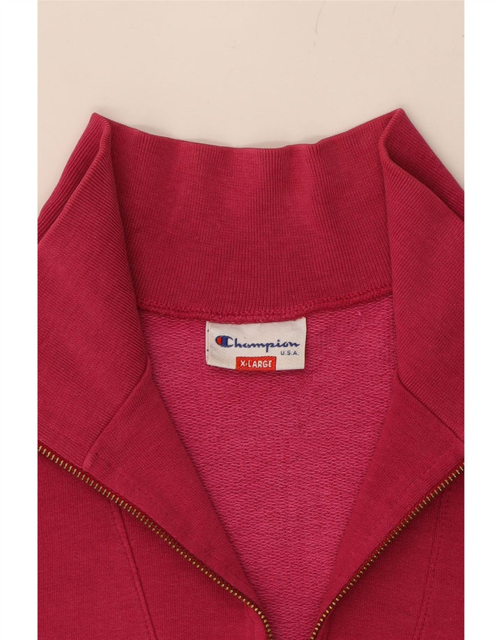 CHAMPION Womens Zip Neck Top Long Sleeve UK 18 XL Pink Vintage Champion and Second-Hand Champion from Messina Hembry 