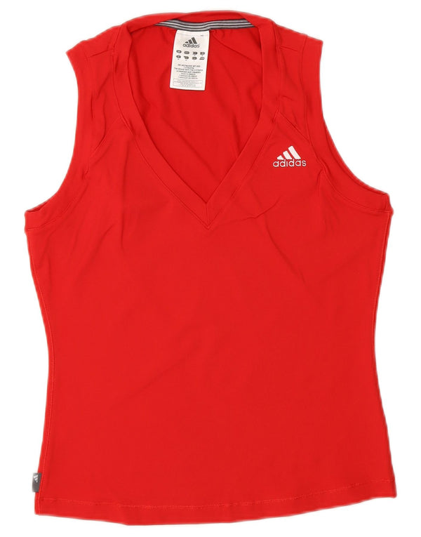 ADIDAS Womens Crop Vest Top UK 12 Medium Red Poliéster