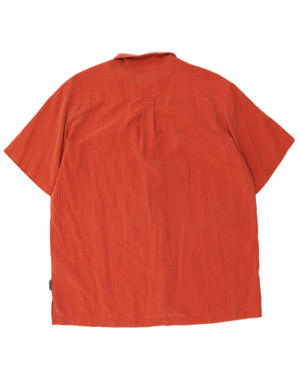 Camisa masculina Columbia Titanium de manga curta XL laranja Gingham Modal