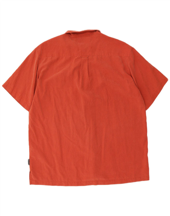 Camisa masculina Columbia Titanium de manga curta XL laranja Gingham Modal