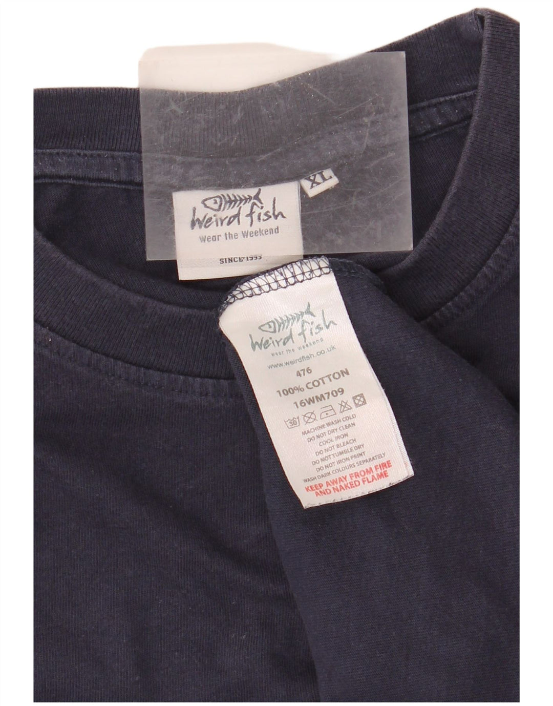 Camiseta gráfica masculina WEIRD FISH Top XL azul marinho algodão