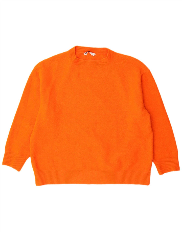 Zara suéter feminino oversized com gola redonda Reino Unido 14 médio laranja acrílico