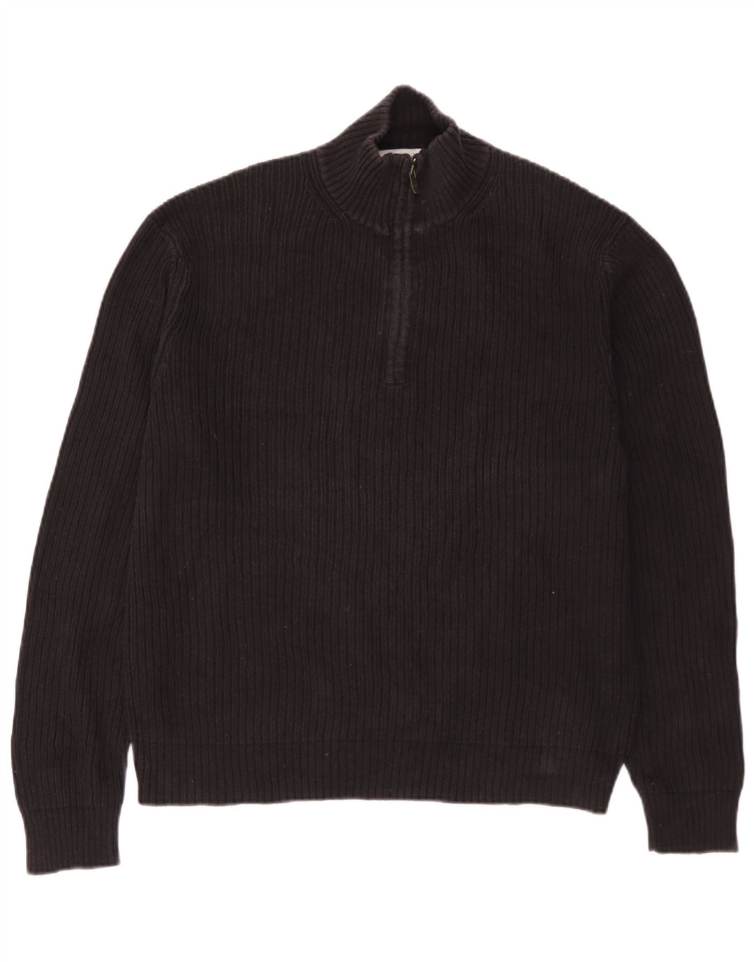 Suéter masculino Calvin Klein com zíper e gola alta de algodão preto