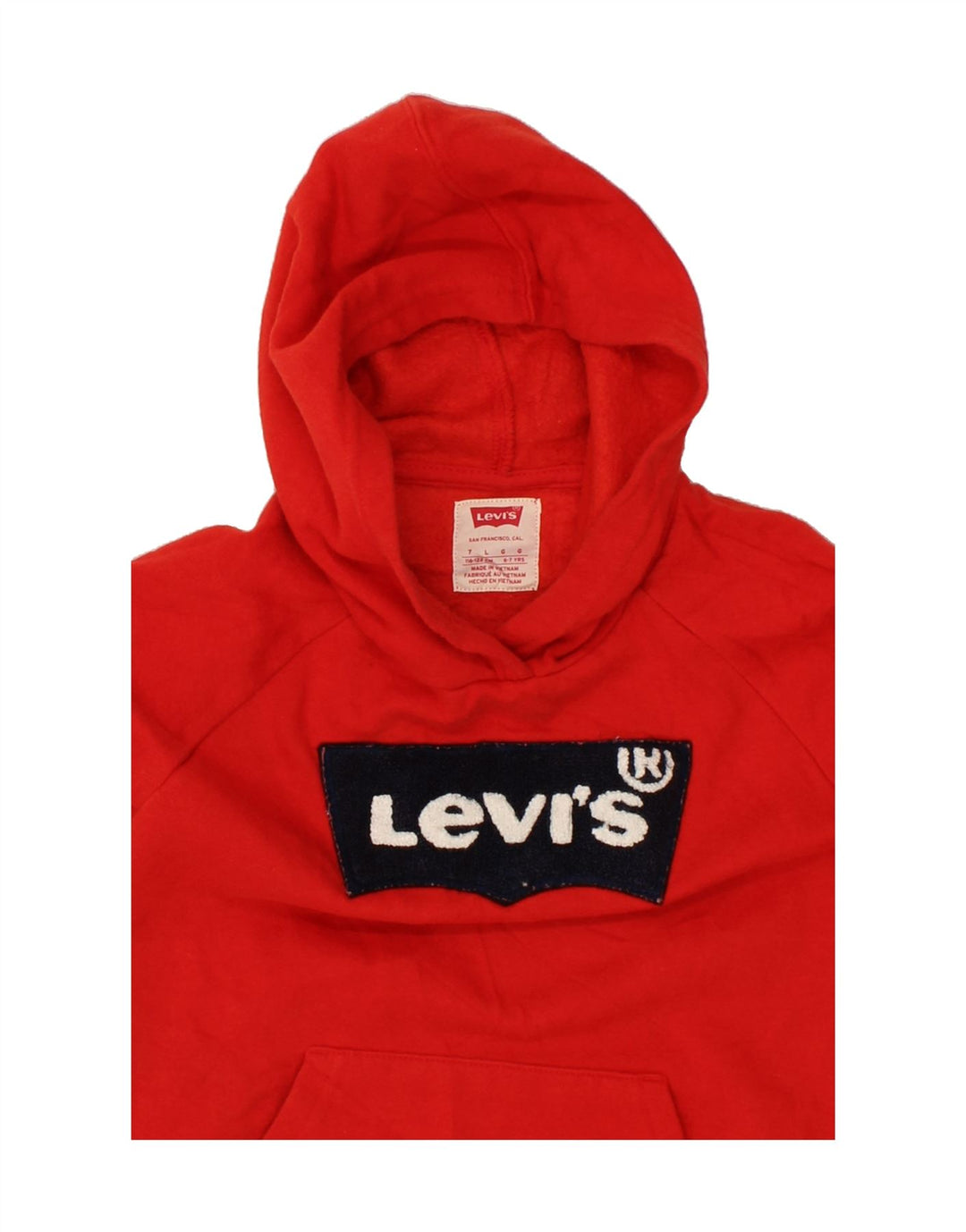 LEVI'S Girls Graphic Hoodie Jumper 6-7 Years Large Red Cotton Vintage Levi's and Second-Hand Levi's from Messina Hembry 